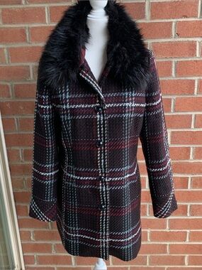 White House Black Market plaid pea coat